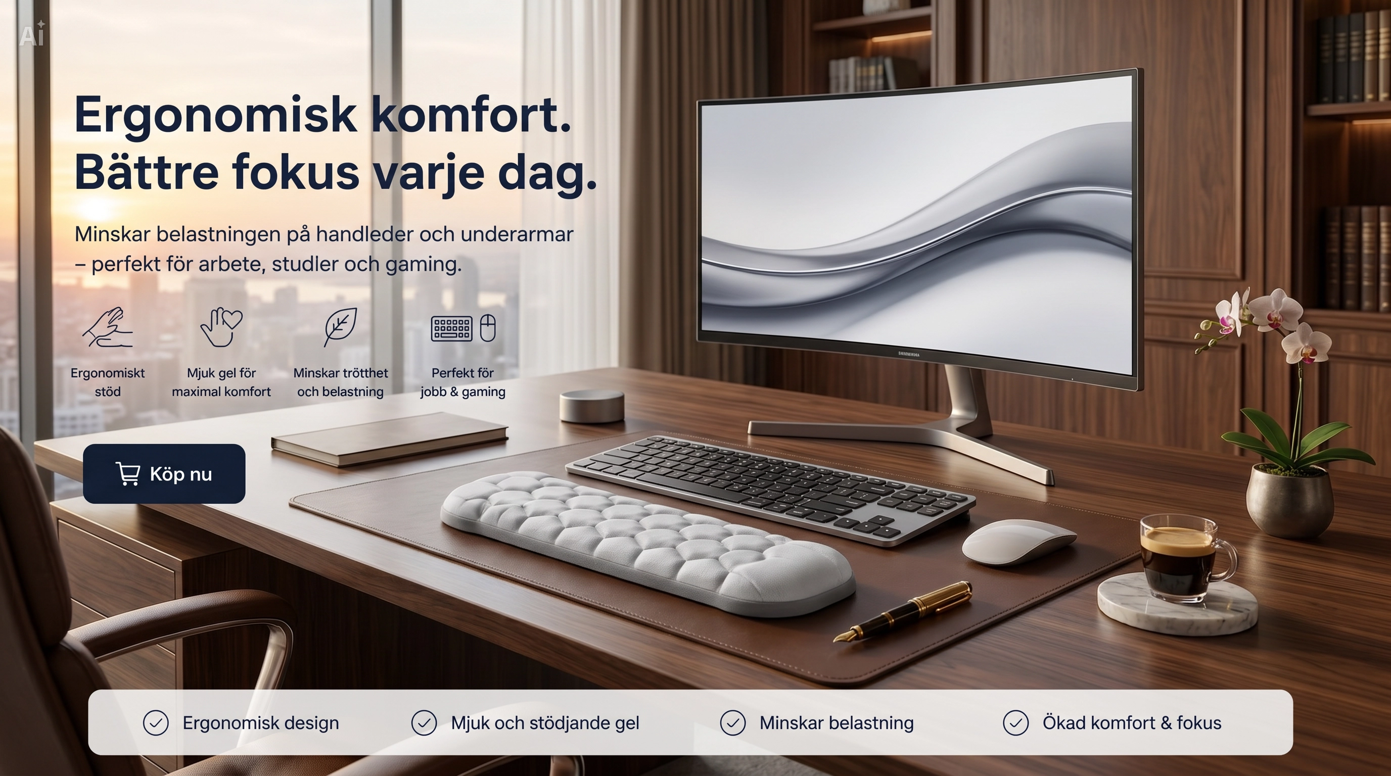 ErgoCloud™ Handledsstöd – Ergonomisk Komfort för Arbete & Gaming